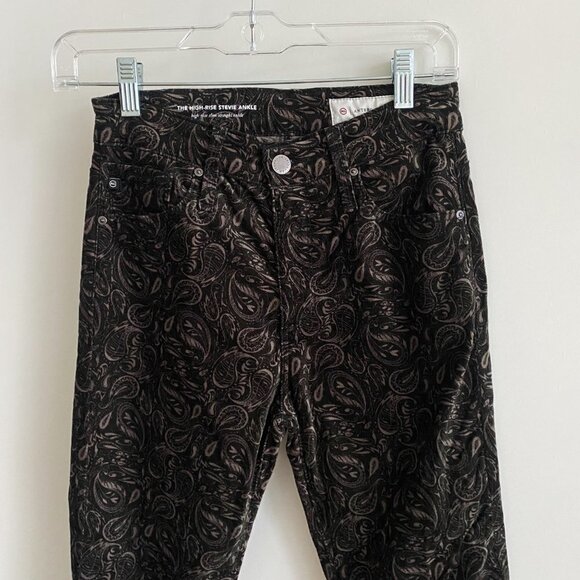 Anthropologie Adriano Goldschmied Gray Stevie Paisley High Rise Velvet Pants - Picture 5 of 8
